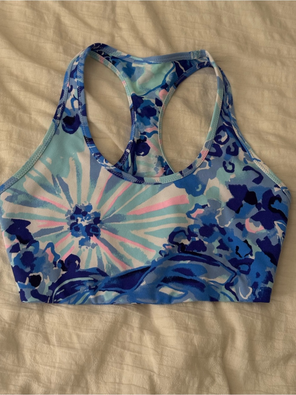 Lilly Pulitzer Luxletic Blue Floral Racerback Sports Bra XS